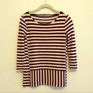 Madewell Navy/Cream Striped Boatneck Ponte Top